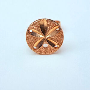 14K Yellow Gold Sand Dollar Diamond Cut Nautical Single Stud Earring M. Anthony